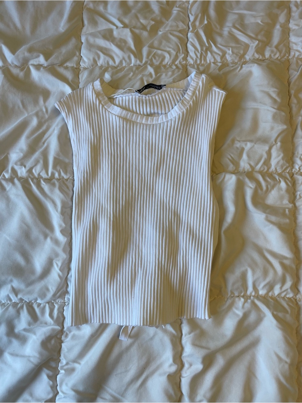 Zara White Sleeveless Ribbed Tank